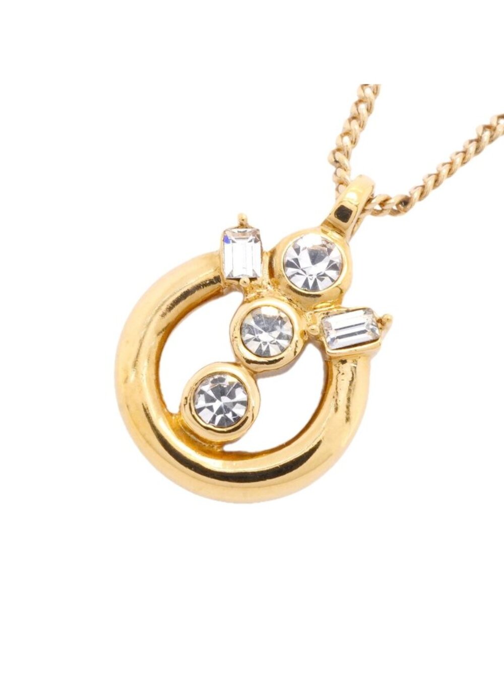 Dior Necklace Gold Plated Rhinestone